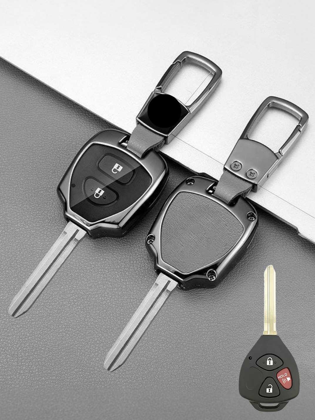 Vintage Leather Metal Alloy Toyota Key Cover