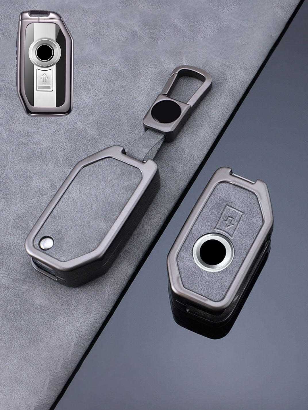 Vintage Leather & Metal Alloy BMW Motorcycle Key Cover