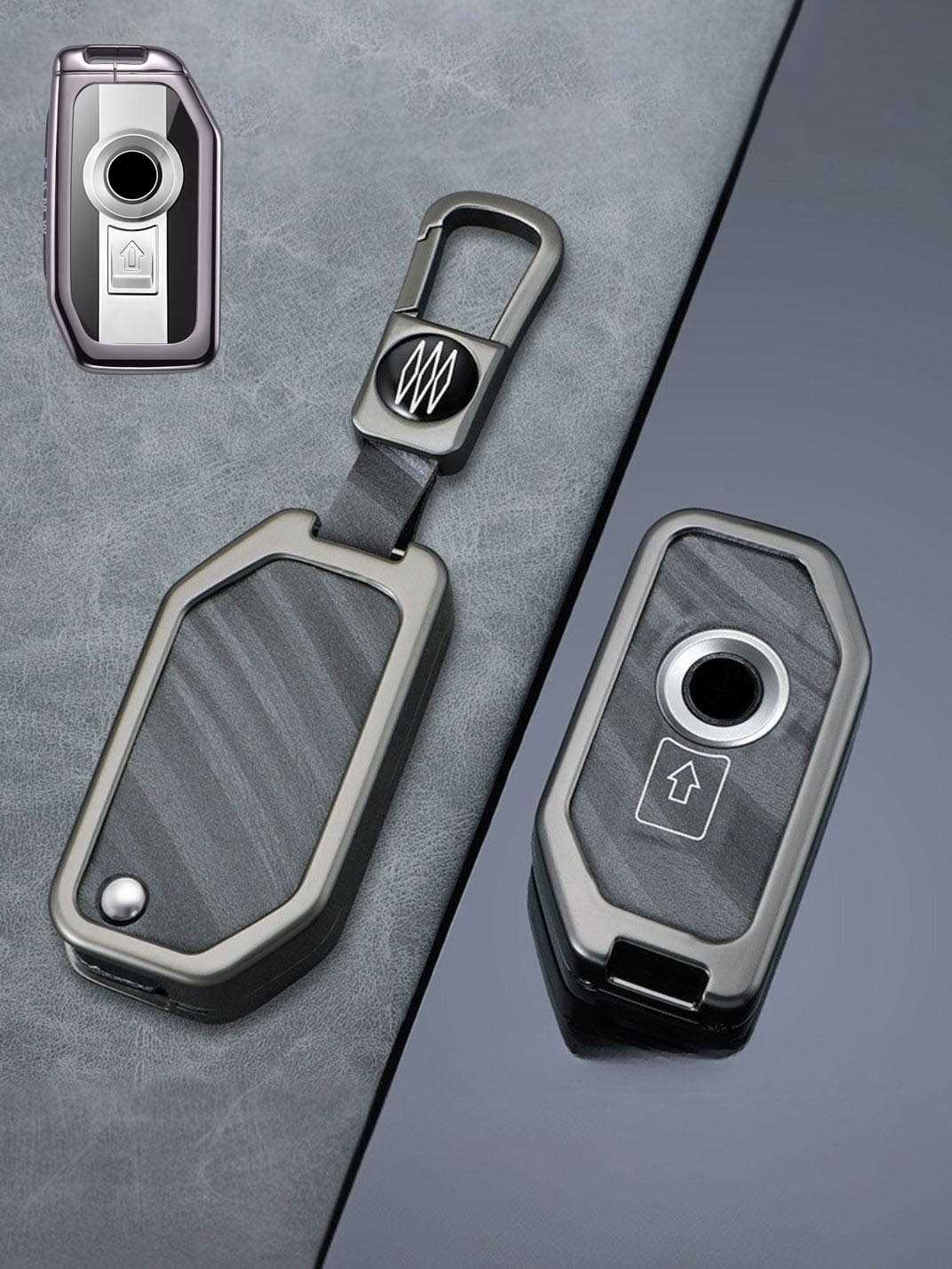 Vintage Leather & Metal Alloy BMW Motorcycle Key Cover