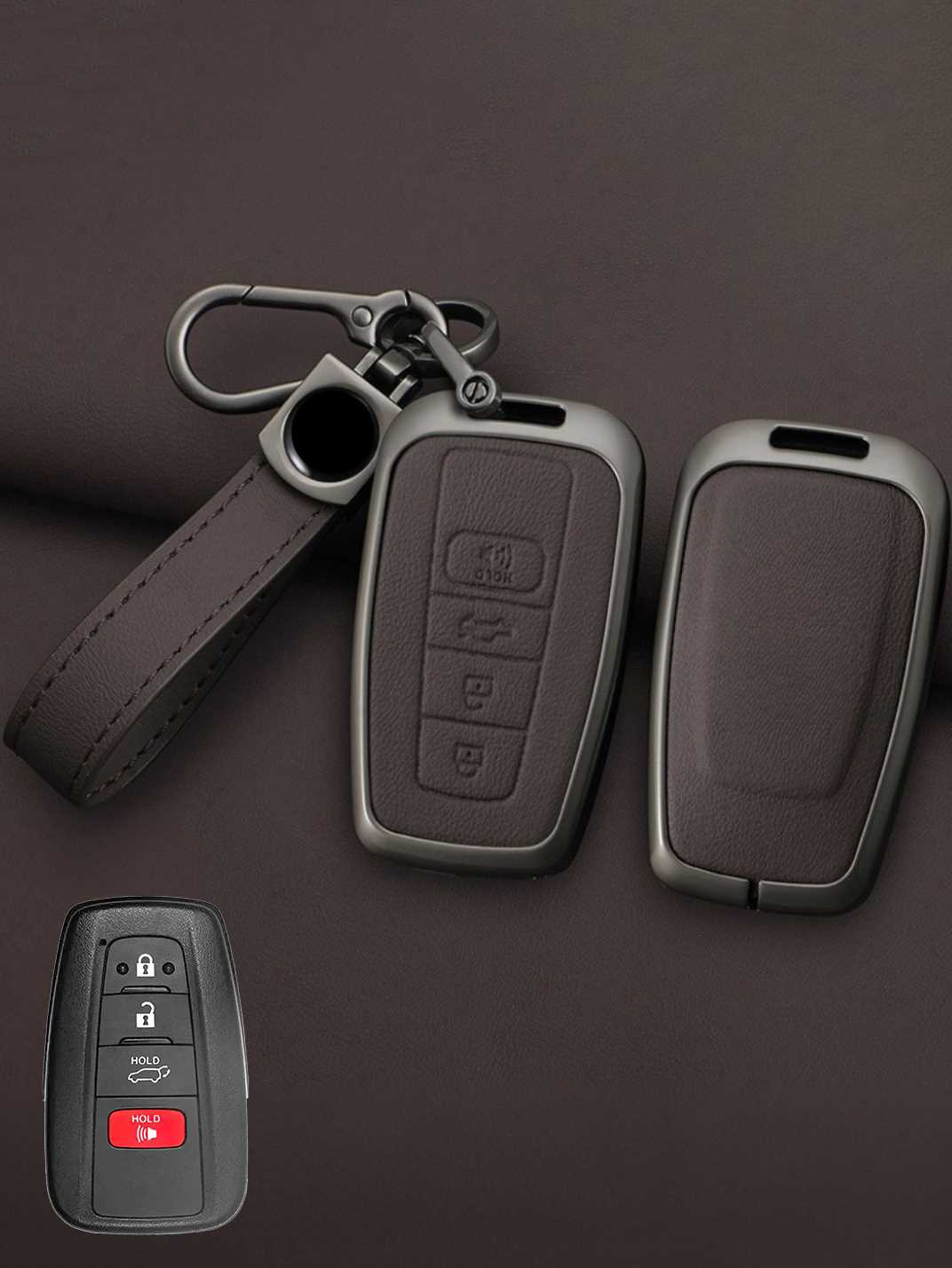 Toyota Key Genuine Leather & Metal Frame