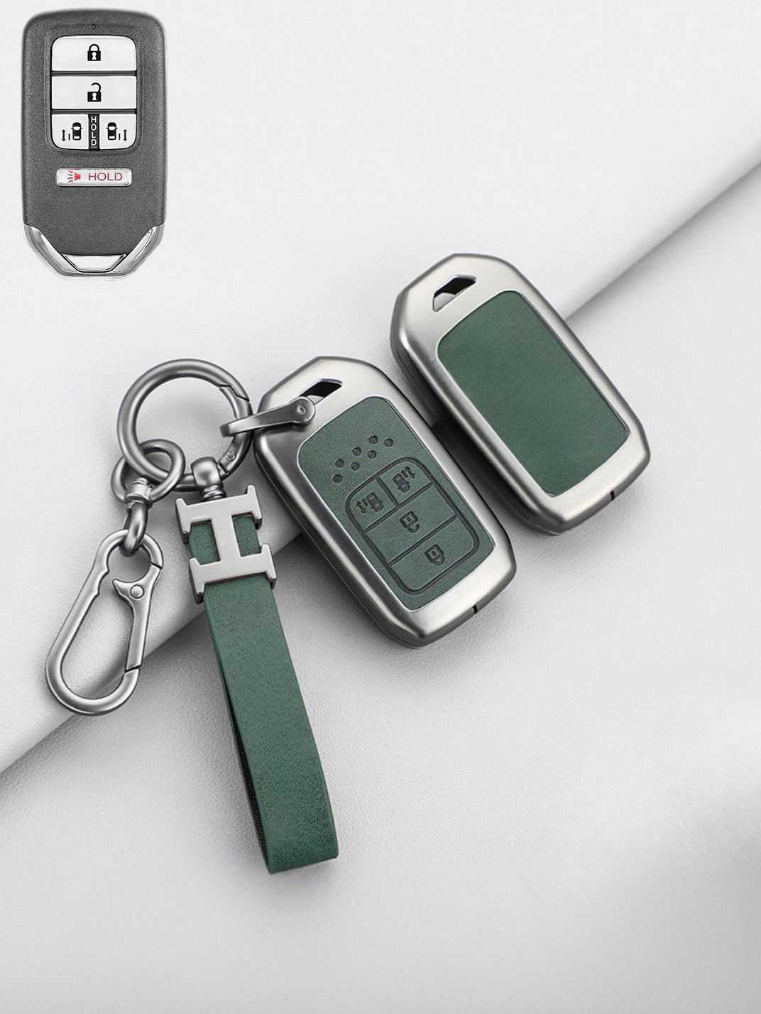 Vintage Leather Metal Alloy Honda Key Cover