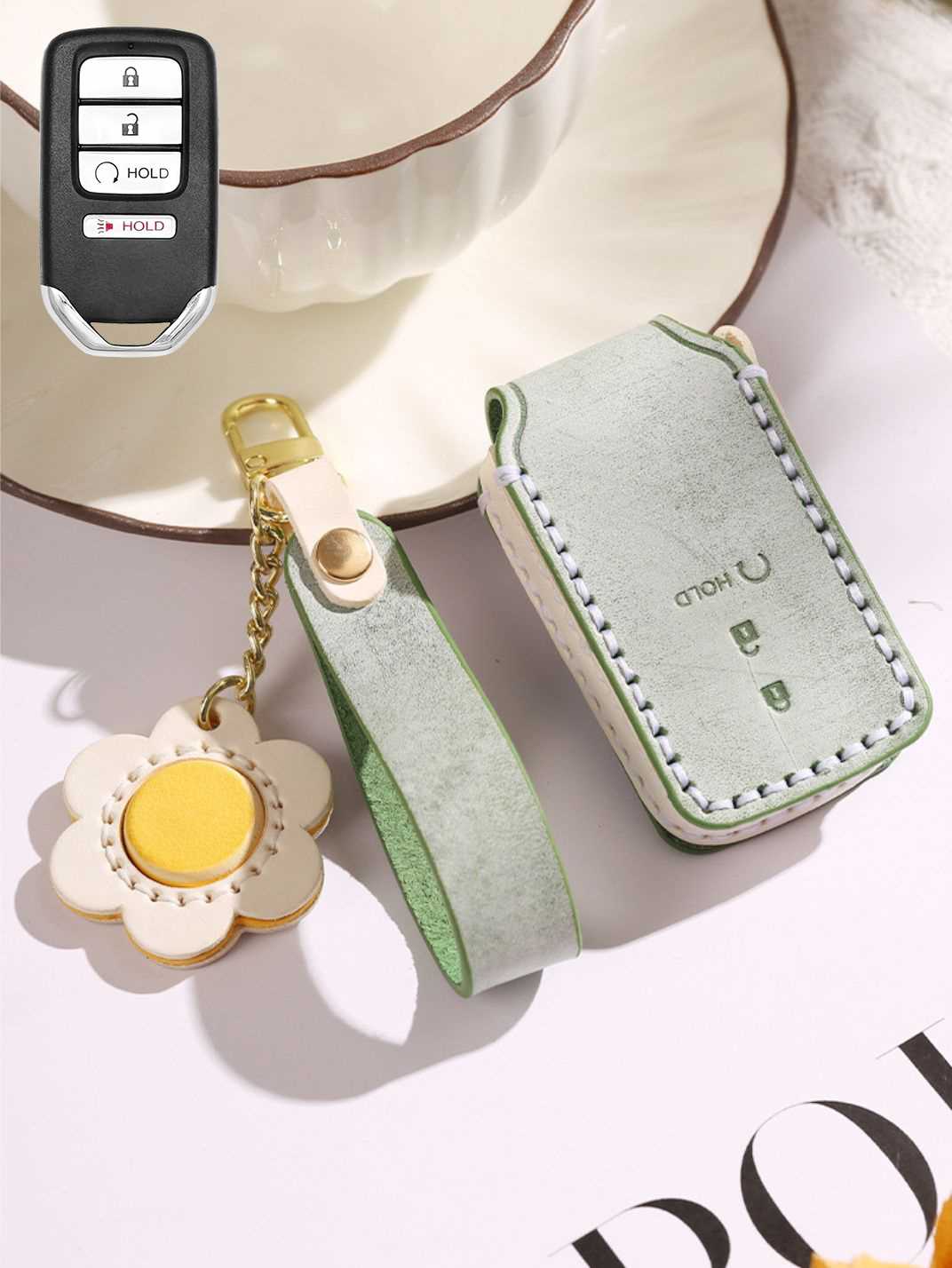 Premium Genuine Leather Honda Key Cover