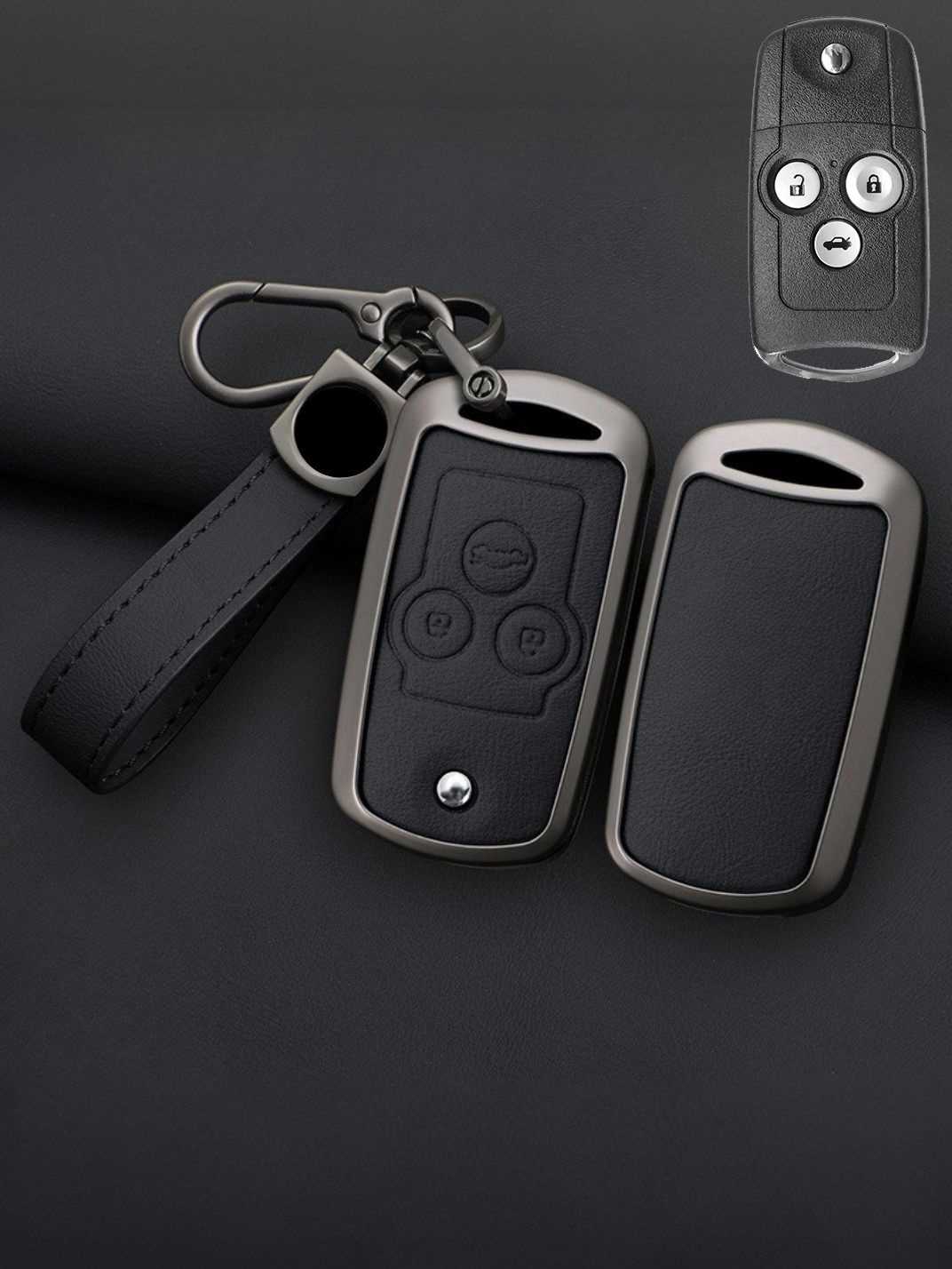 Honda Key Genuine Leather & Metal Frame