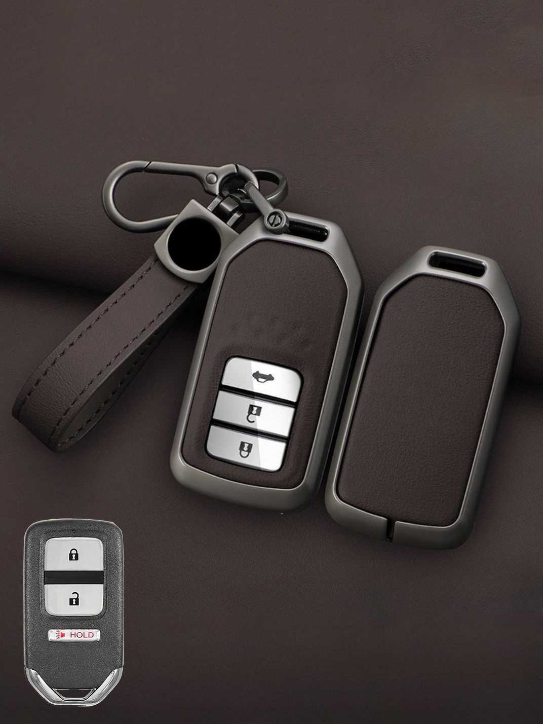 Honda Key Genuine Leather & Metal Frame