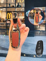 Audi Key Genuine Leather & Metal Frame Cover