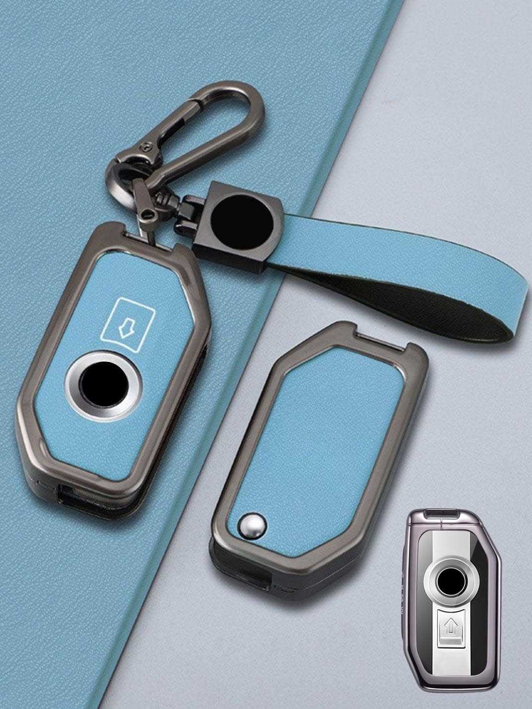 BMW Motorcycle Key Genuine Leather & Metal Frame