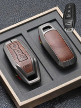 Audi Key Genuine Leather & Metal Frame Cover