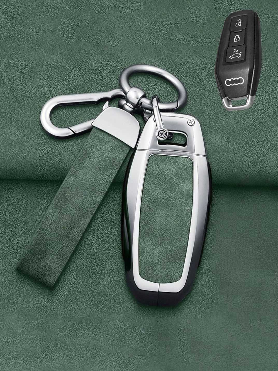 Premium Leather Visible-Button Audi Key Shell