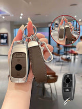 Vintage Leather & Metal Alloy Mercedes Key Cover