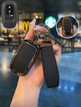 Vintage Leather Metal Alloy Honda Key Cover