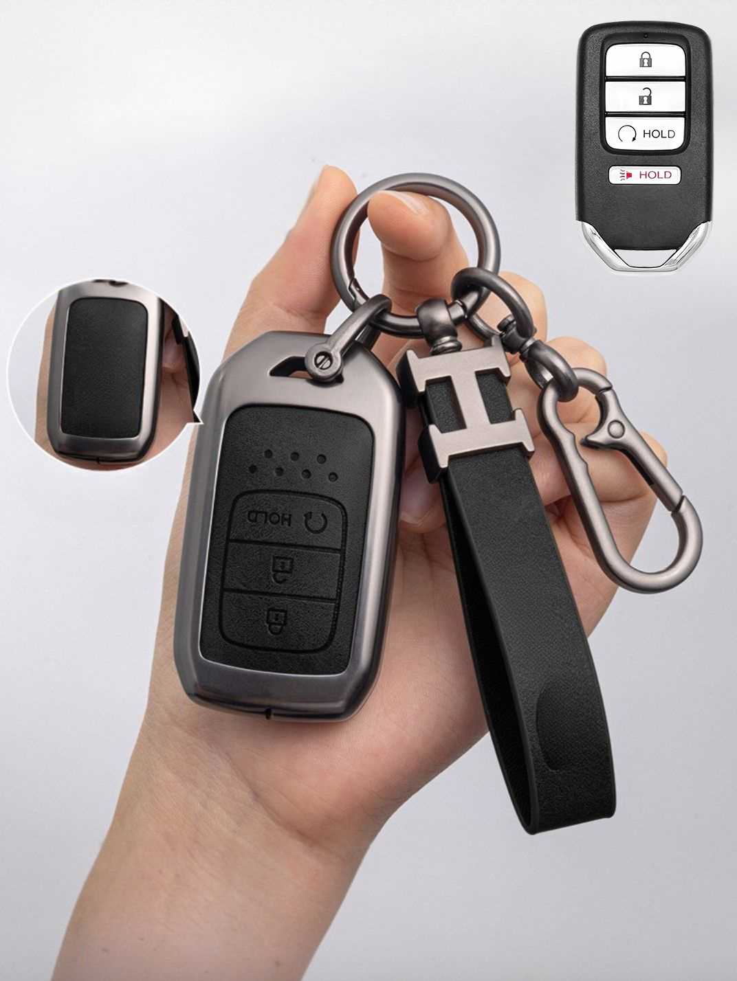 Honda Key Fob Cover with Leather & Metal Frame