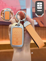Honda Key Fob Cover with Leather & Metal Frame