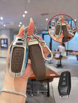 Audi Key Genuine Leather & Metal Frame Cover