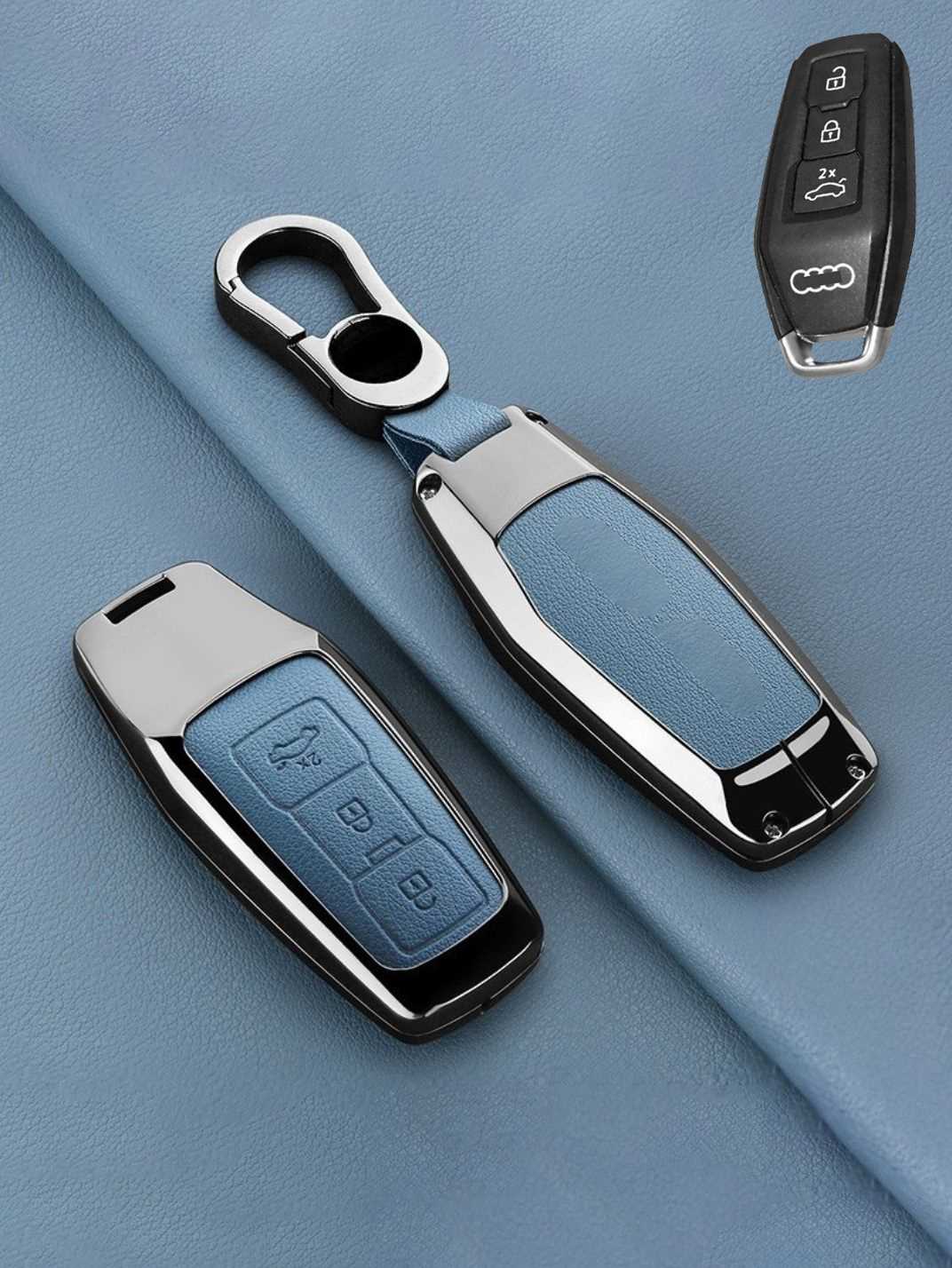 Vintage Leather & Metal Alloy Audi Key Cover