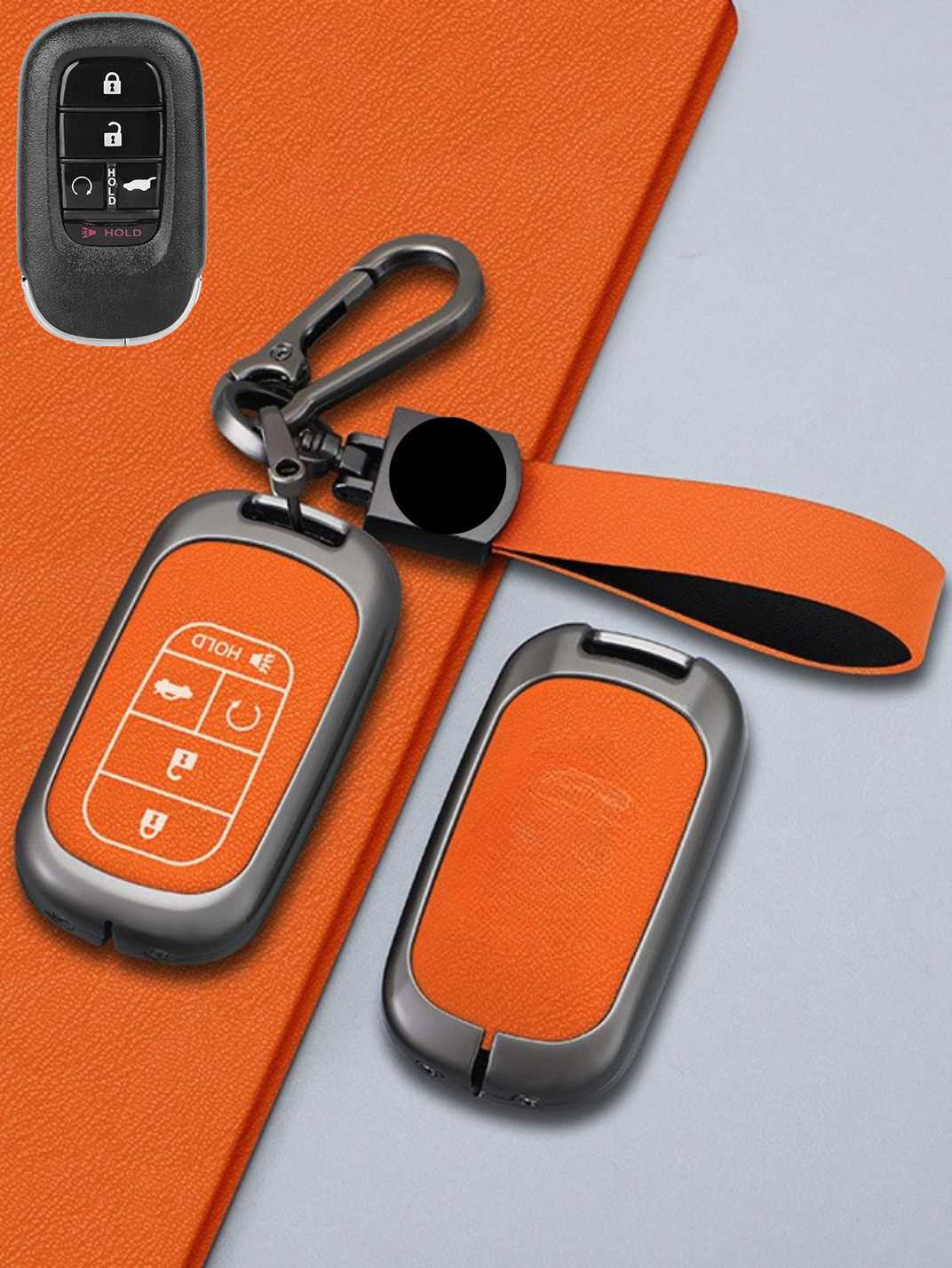 Honda Key Genuine Leather & Metal Frame