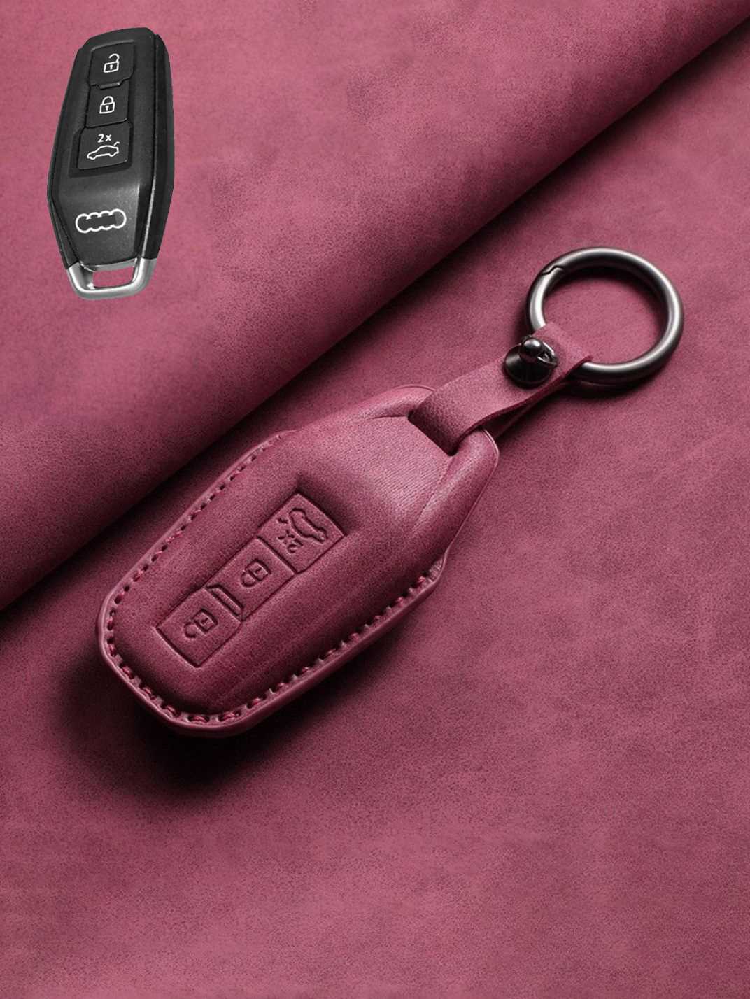 Vintage Leather & Metal Alloy Audi Key Cover