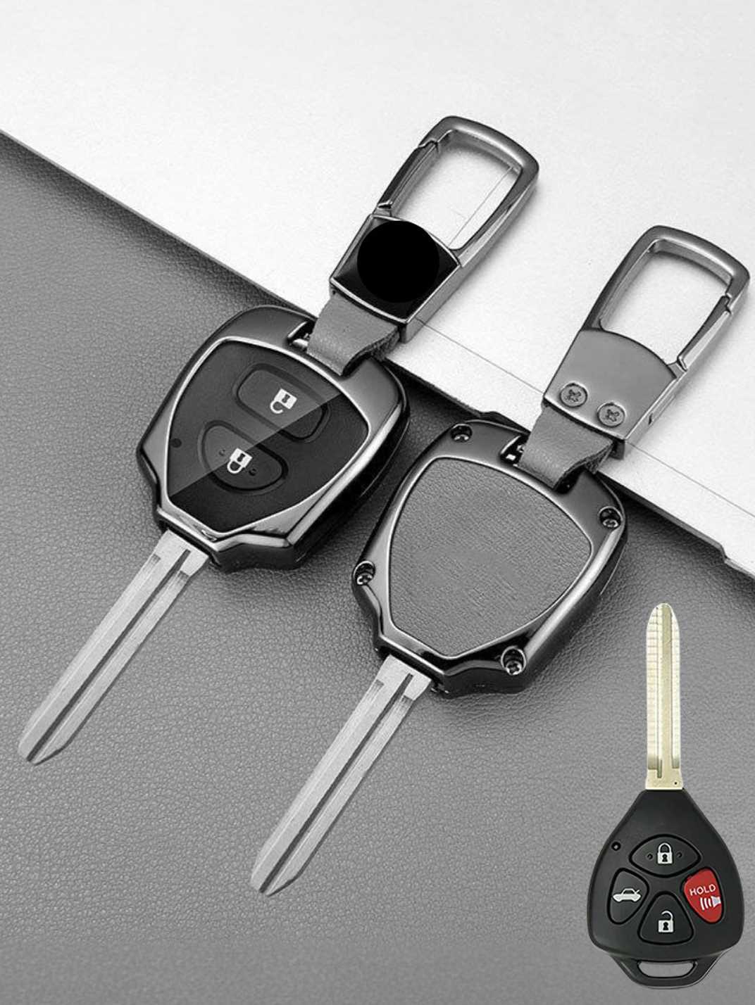 Vintage Leather Metal Alloy Toyota Key Cover