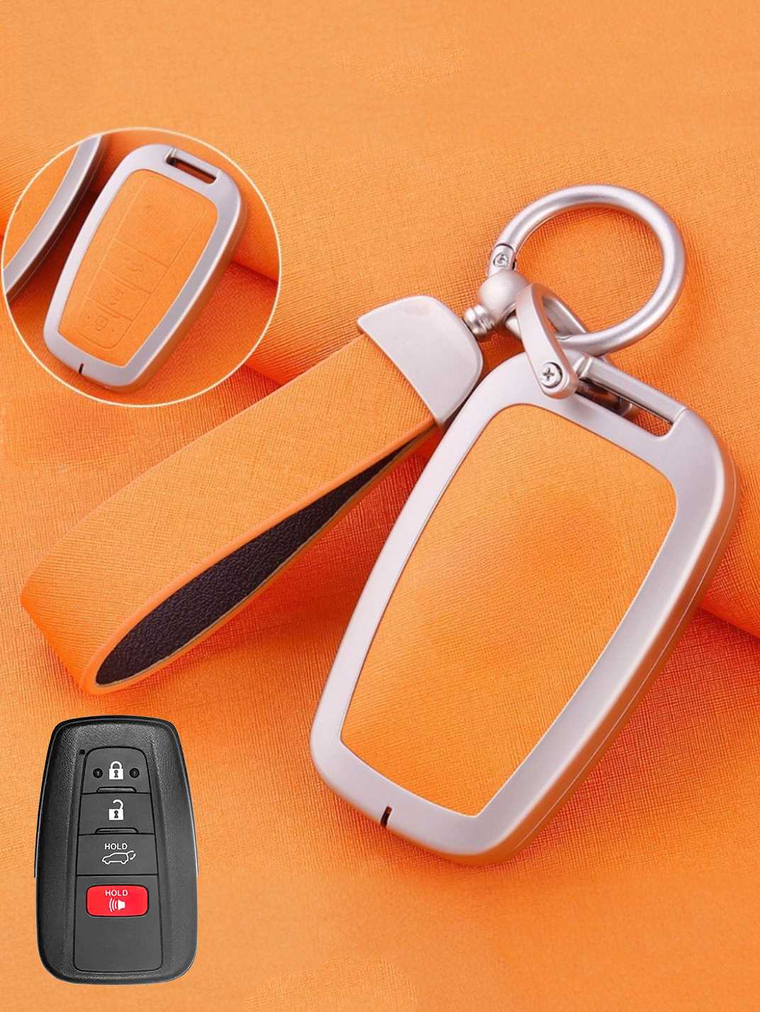 Toyota Key Fob Cover with Leather & Metal Frame