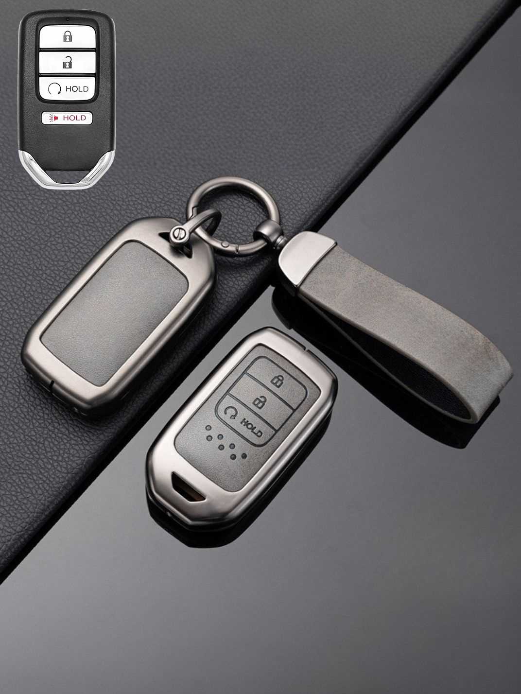 Honda Key Genuine Leather & Metal Frame