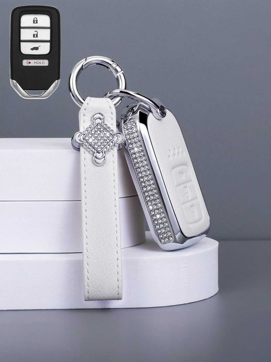 Honda Key Fob Cover with Leather & Metal Frame