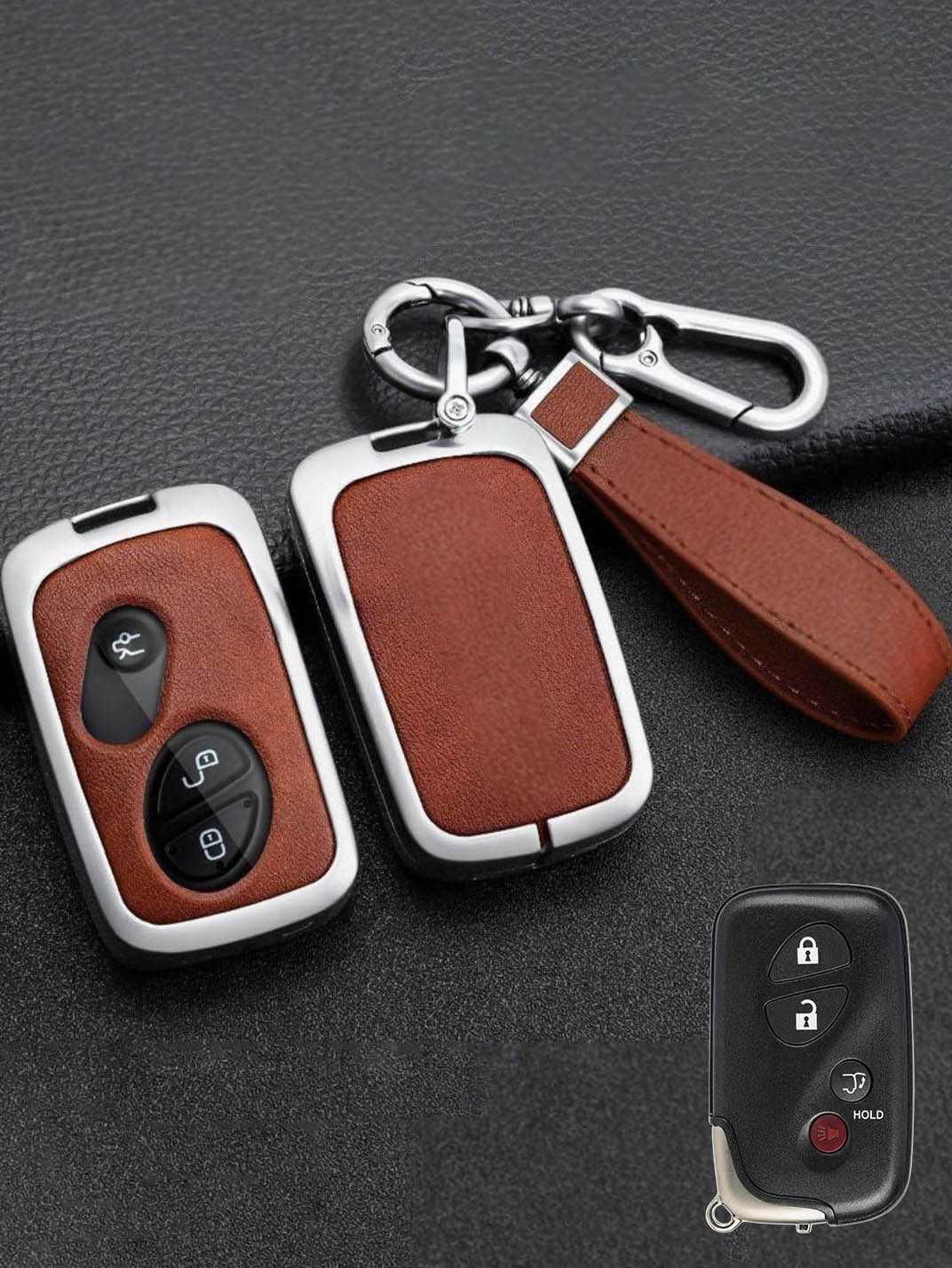 Lexus Key Fob Cover with Leather & Metal Frame