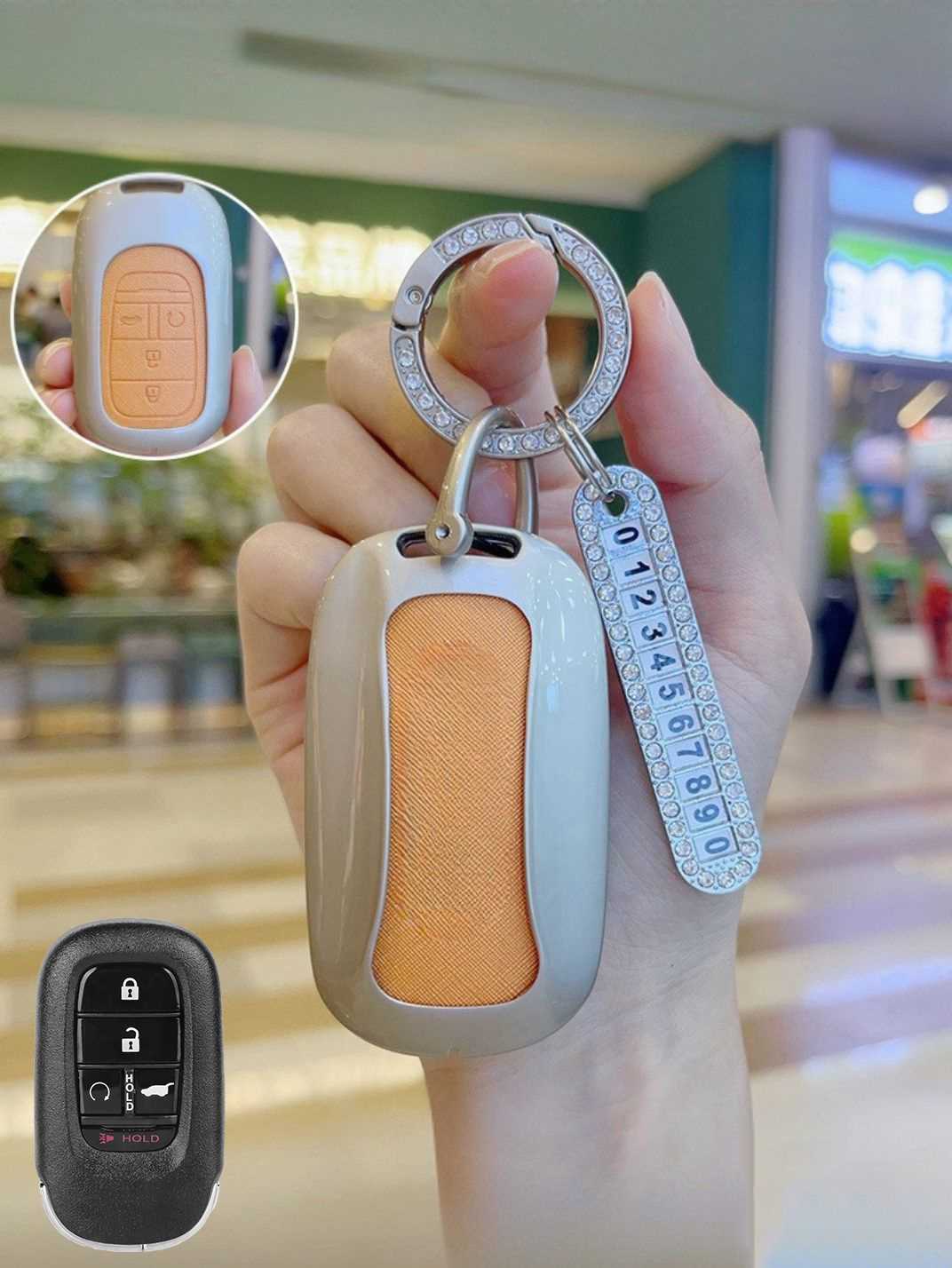 Honda Key Fob Cover with Leather & Metal Frame