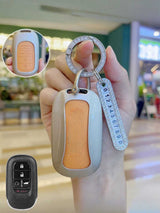 Honda Key Fob Cover with Leather & Metal Frame
