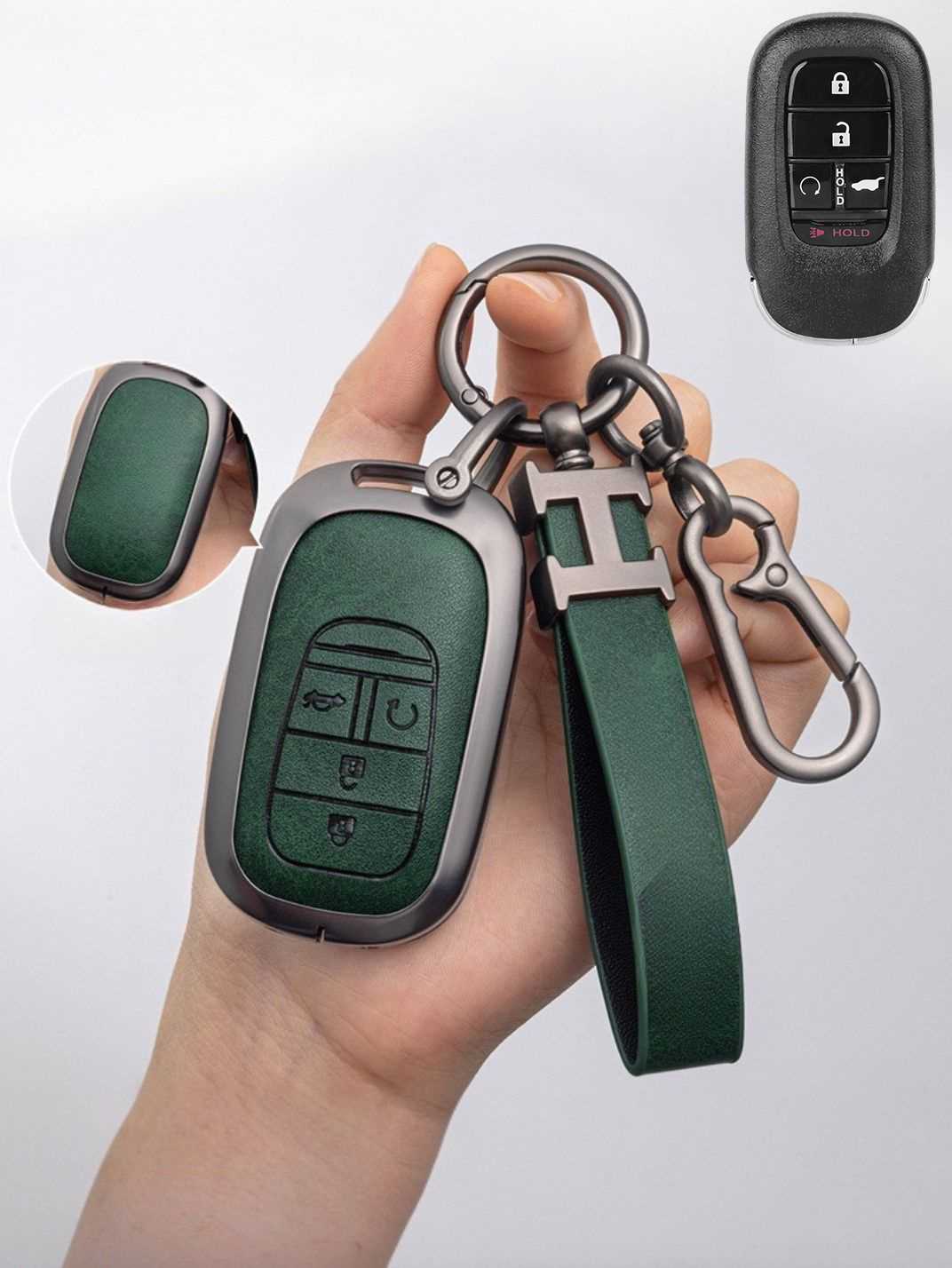 Honda Key Fob Cover with Leather & Metal Frame