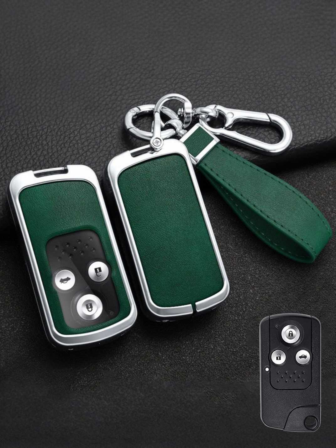 Vintage Leather Metal Alloy Honda Key Cover