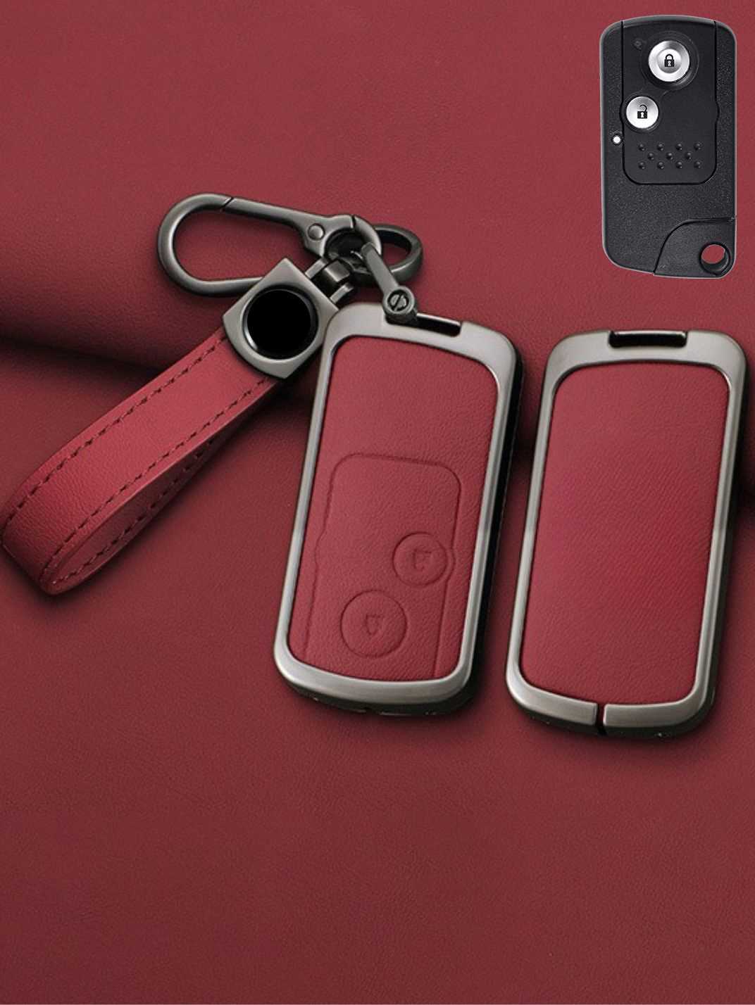 Honda Key Genuine Leather & Metal Frame