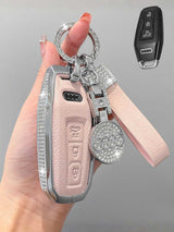 Audi Key Fob Cover with Leather & Metal Frame