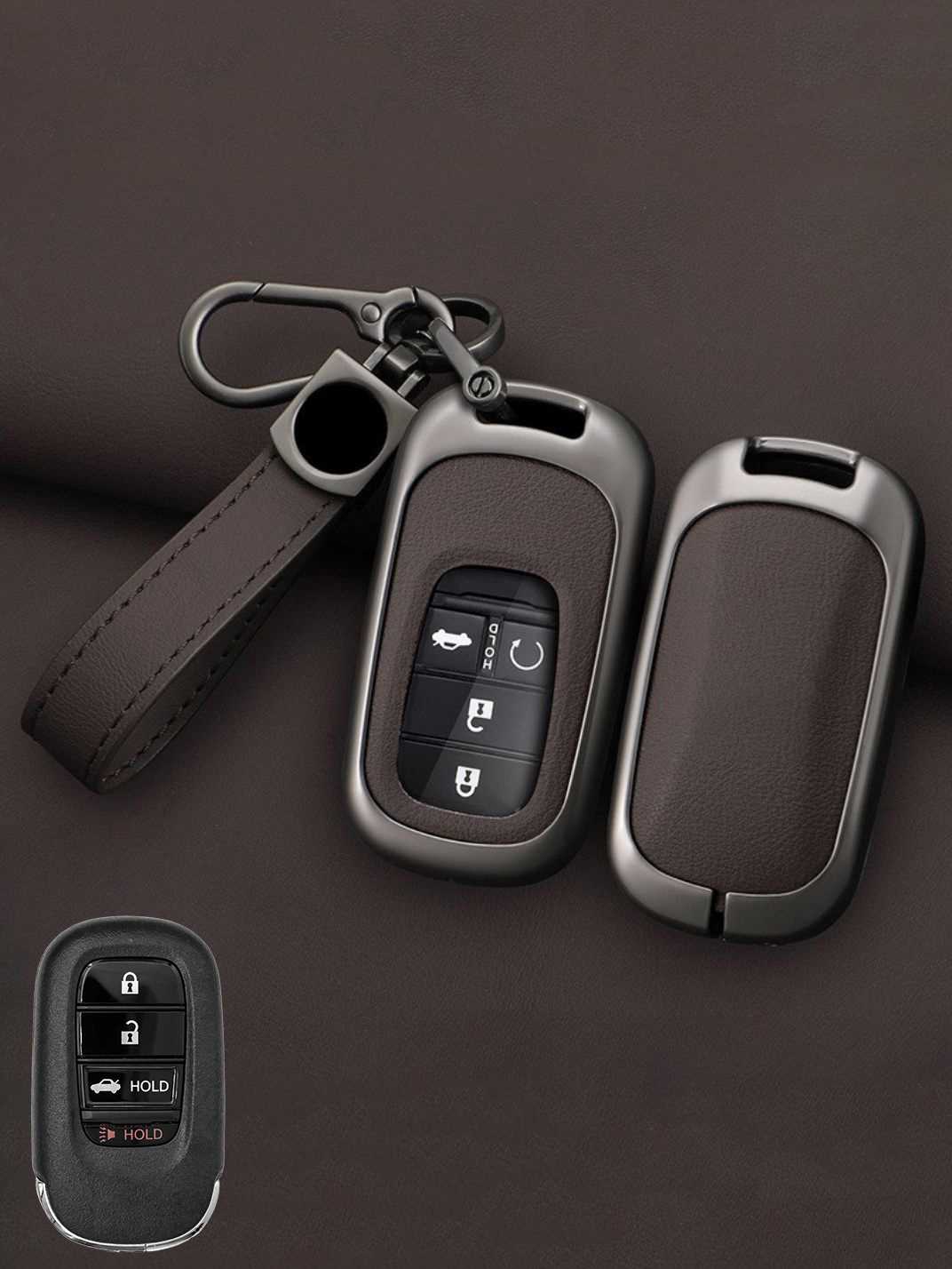 Honda Key Genuine Leather & Metal Frame