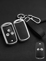 Vintage Leather Metal Alloy Honda Key Cover