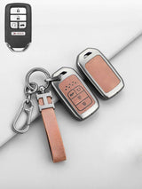 Vintage Leather Metal Alloy Honda Key Cover