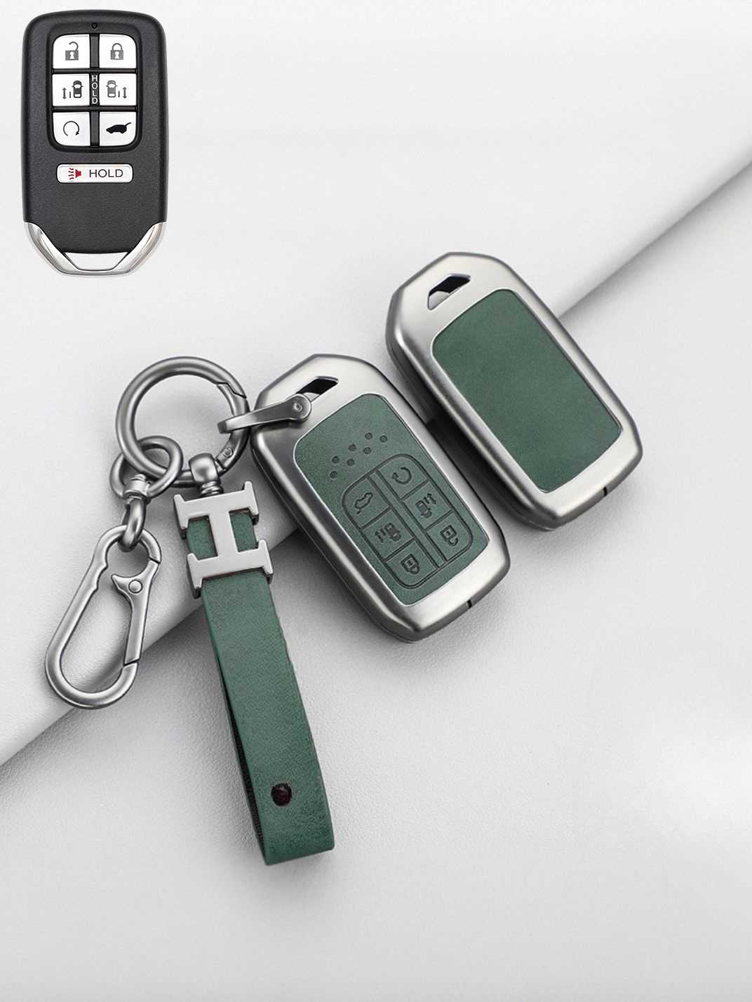 Vintage Leather Metal Alloy Honda Key Cover