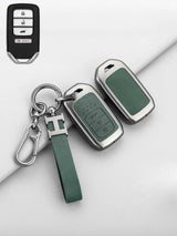 Vintage Leather Metal Alloy Honda Key Cover