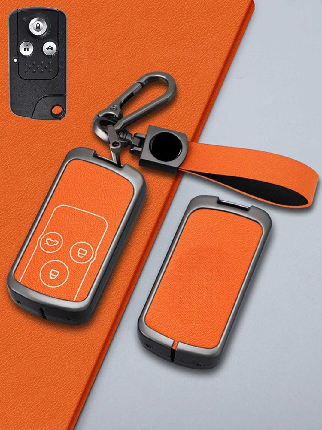 Honda Key Genuine Leather & Metal Frame