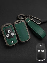 Vintage Leather Metal Alloy Honda Key Cover