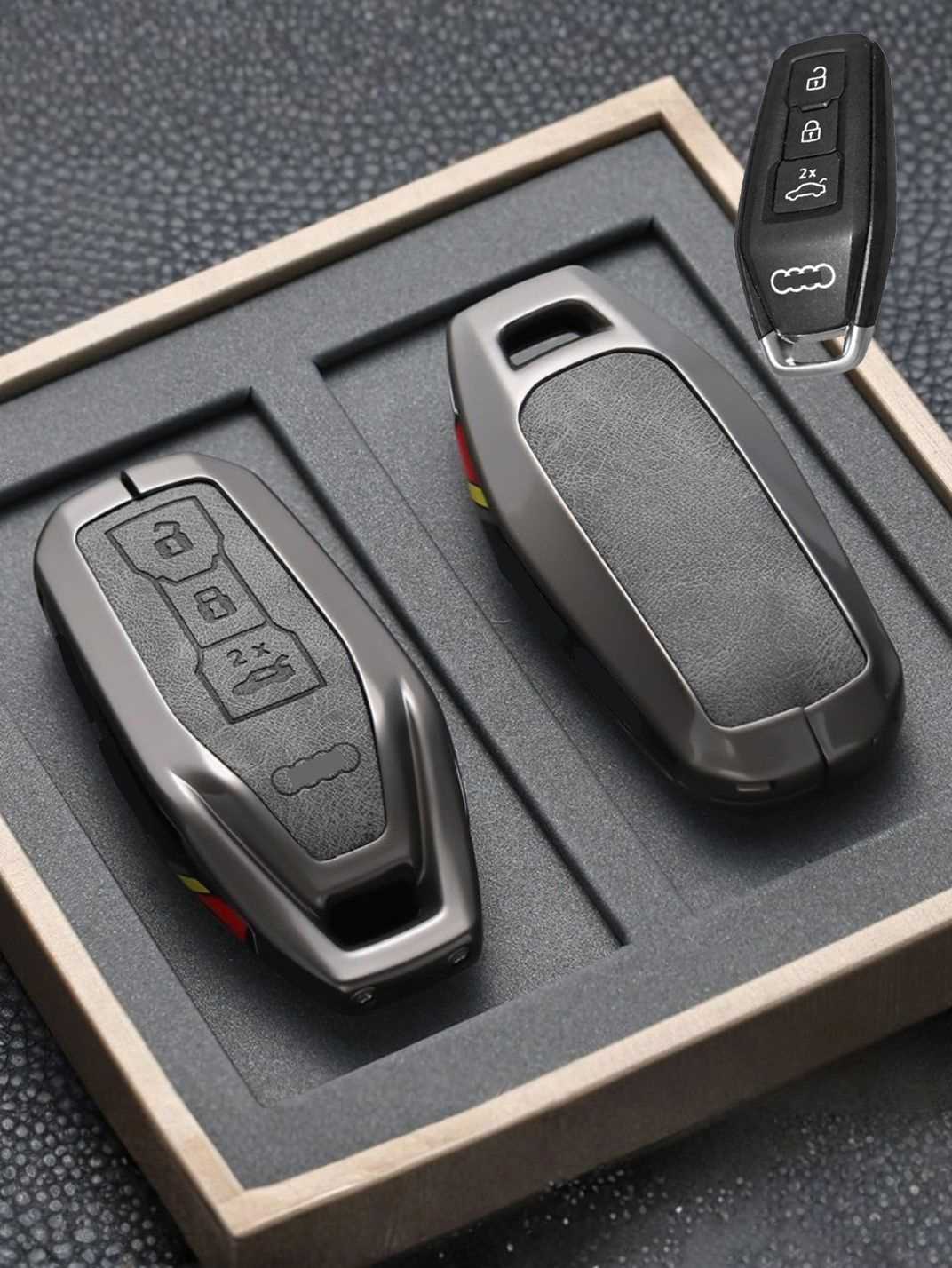 Audi Key Genuine Leather & Metal Frame Cover