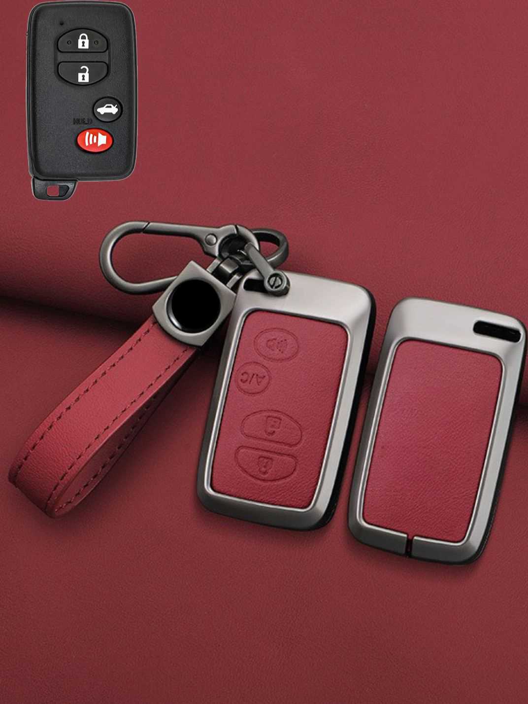 Toyota Key Genuine Leather & Metal Frame