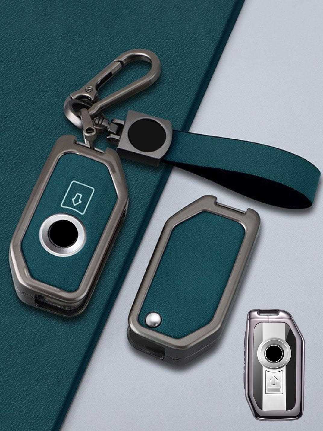 BMW Motorcycle Key Genuine Leather & Metal Frame
