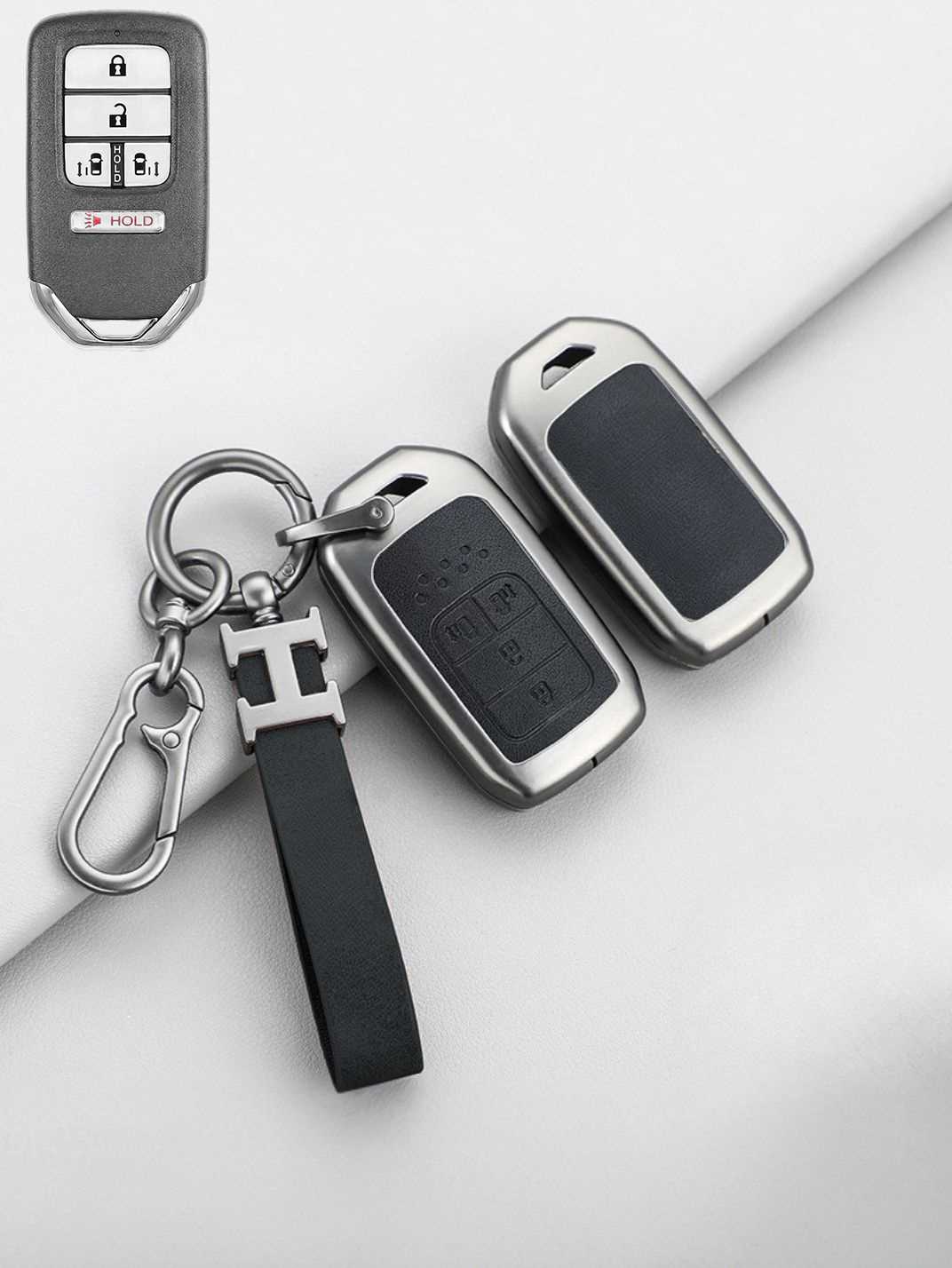 Vintage Leather Metal Alloy Honda Key Cover