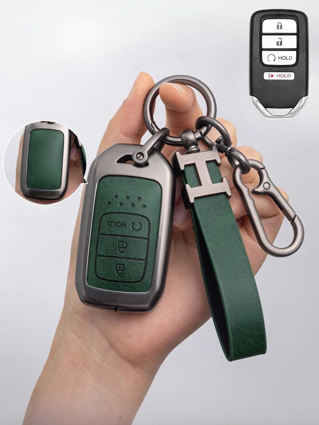Honda Key Fob Cover with Leather & Metal Frame