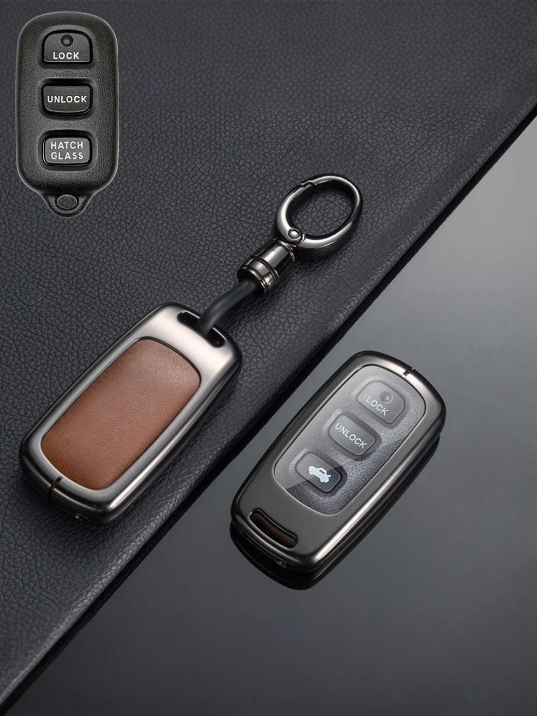 Vintage Leather Metal Alloy Toyota Key Cover