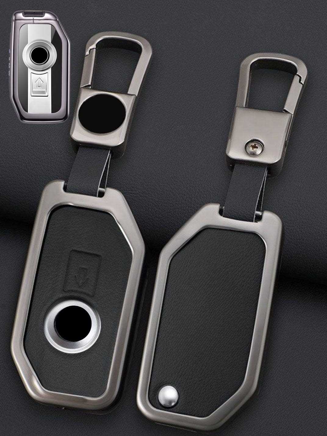 BMW Motorcycle Key Genuine Leather & Metal Frame