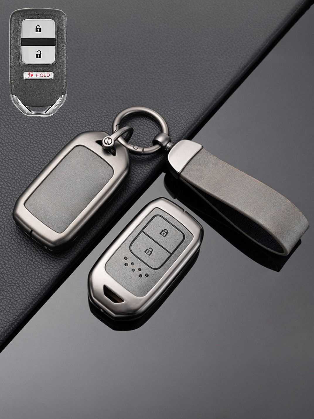 Honda Key Genuine Leather & Metal Frame