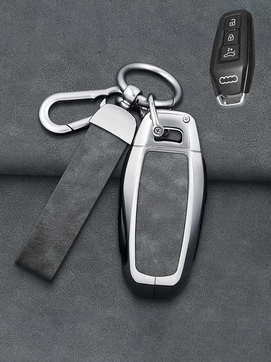 Vintage Leather & Metal Alloy Audi Key Cover