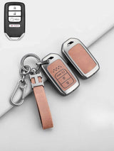 Vintage Leather Metal Alloy Honda Key Cover