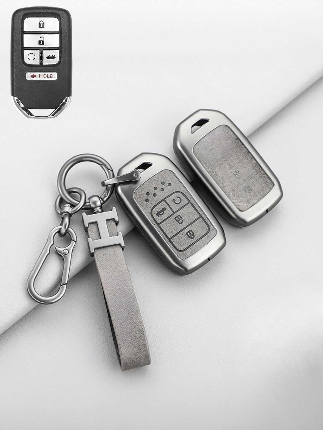 Vintage Leather Metal Alloy Honda Key Cover
