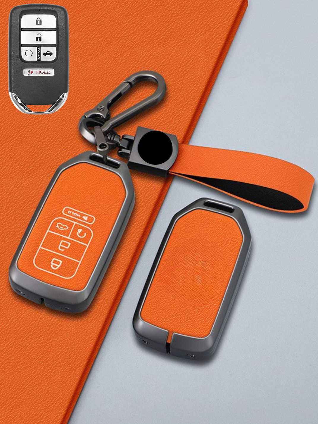 Honda Key Genuine Leather & Metal Frame